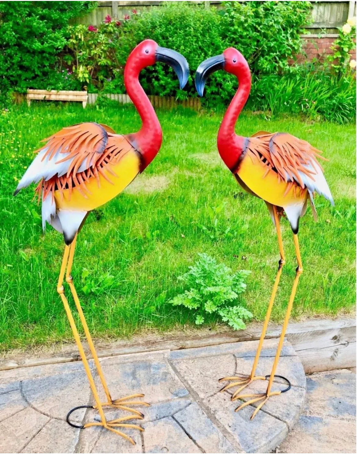 Large Metal HandMade Orange Flamingo Indoor/Outdoor