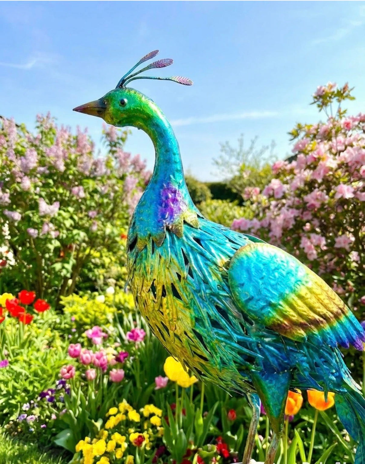 ExtraLarge Handmade Metal Craft Peacock Indoor/Outdoor Garden Ornament Sculpture