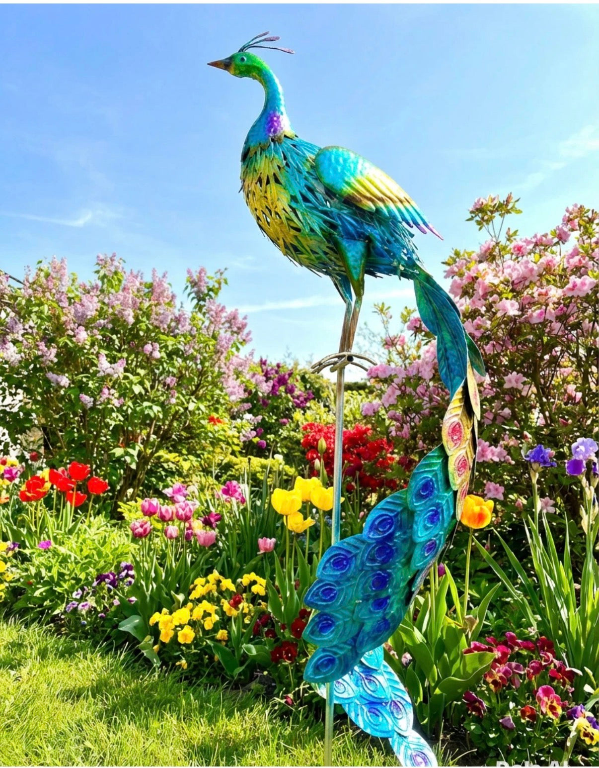ExtraLarge Handmade Metal Craft Peacock Indoor/Outdoor Garden Ornament Sculpture