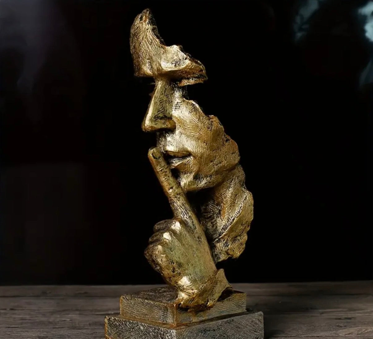 Silence Sculpture Resin Silence is Gold Statue Creative ornament for Home Office