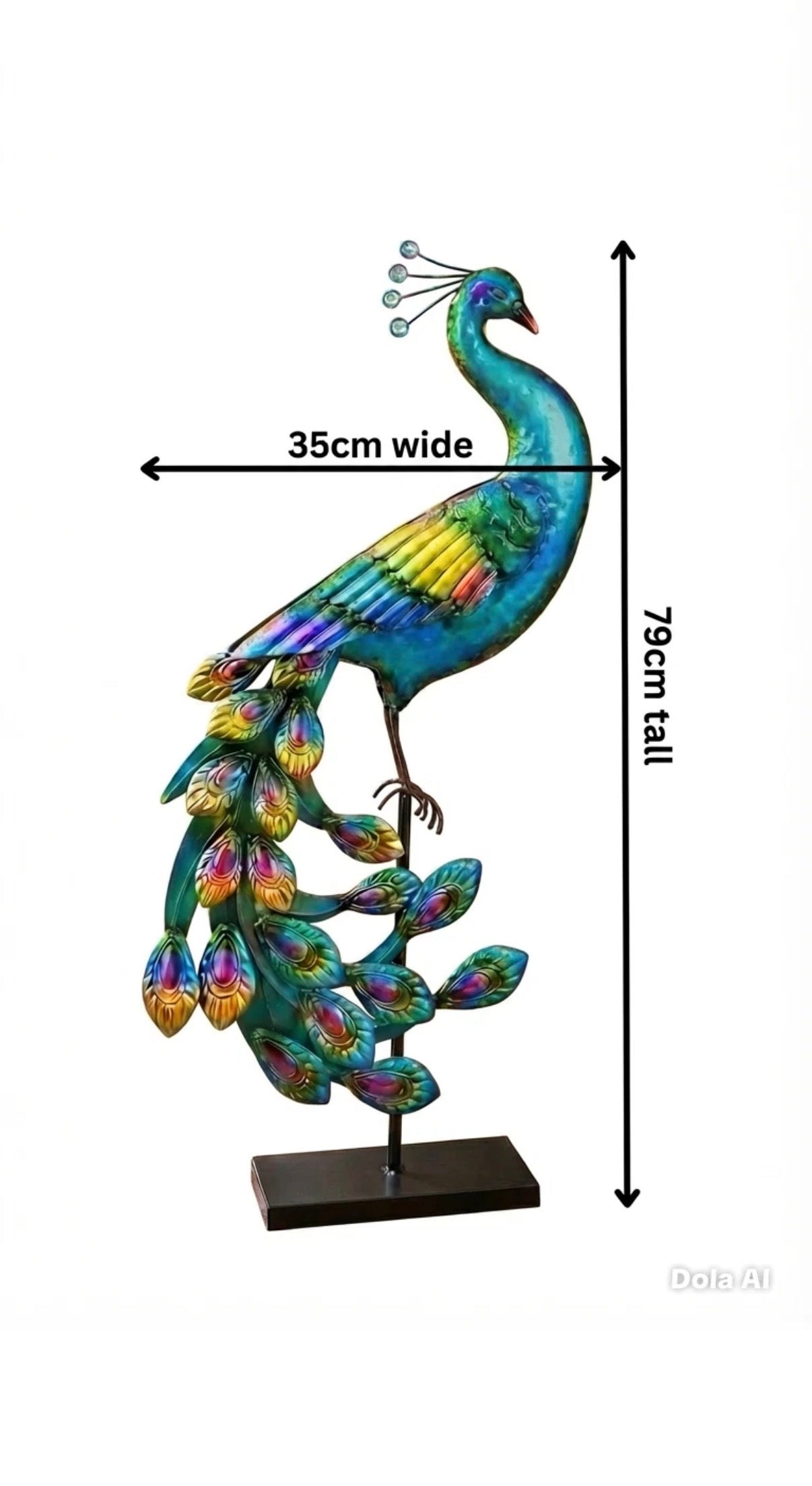 79cm Tall Large HandMade Metal Craft Peacock IndoorOutdoor Pond Garden Sculpture