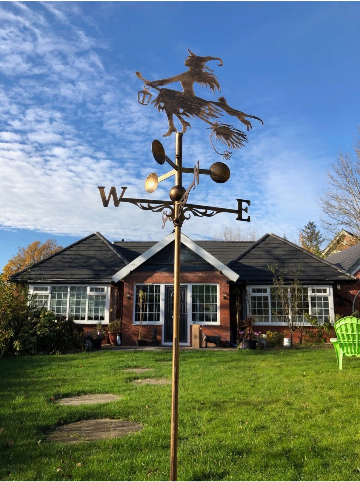 Smart Witch Brass floor stand and wall mounted weathervane