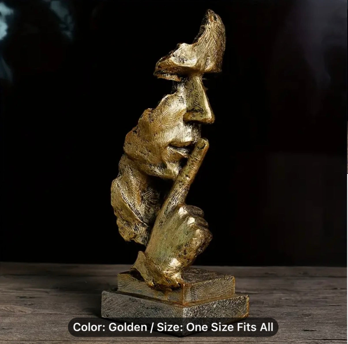 Silence Sculpture Resin Silence is Gold Statue Creative ornament for Home Office
