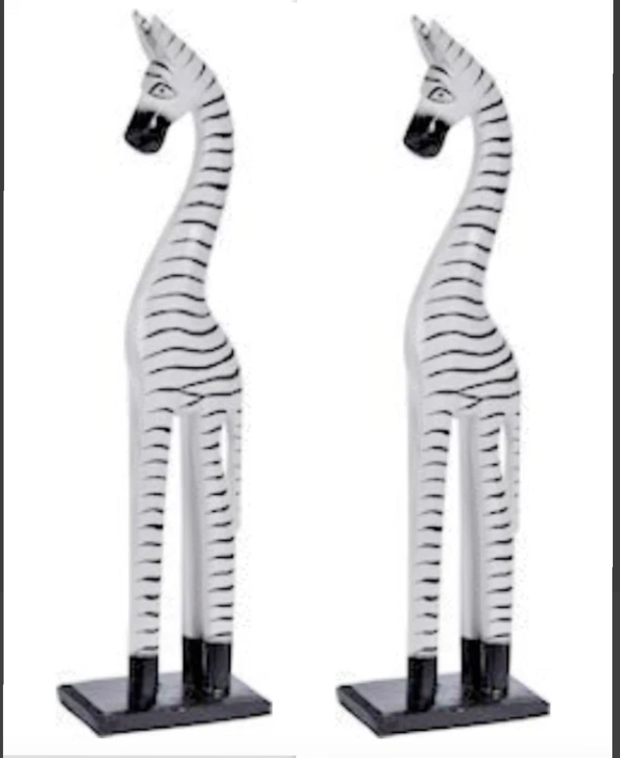 Zebra Tall Handmade Carved Animal Wood Free Standing Painted Fair Trade 50cm