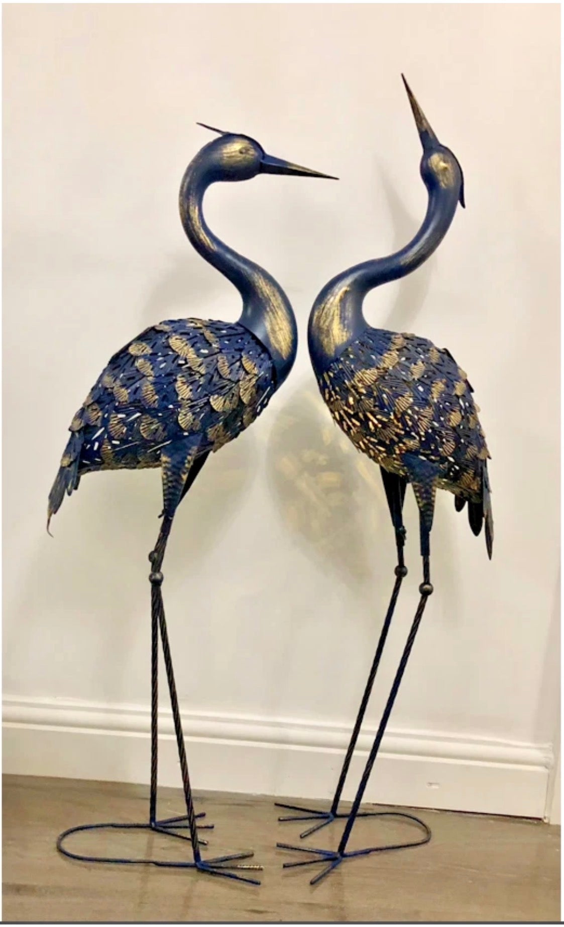 Large Metal Silhouette Crane Family Light Solar ornament