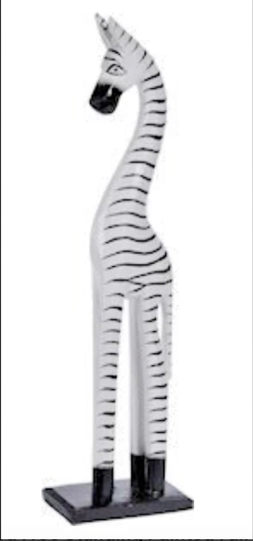 Zebra Tall Handmade Carved Animal Wood Free Standing Painted Fair Trade 50cm