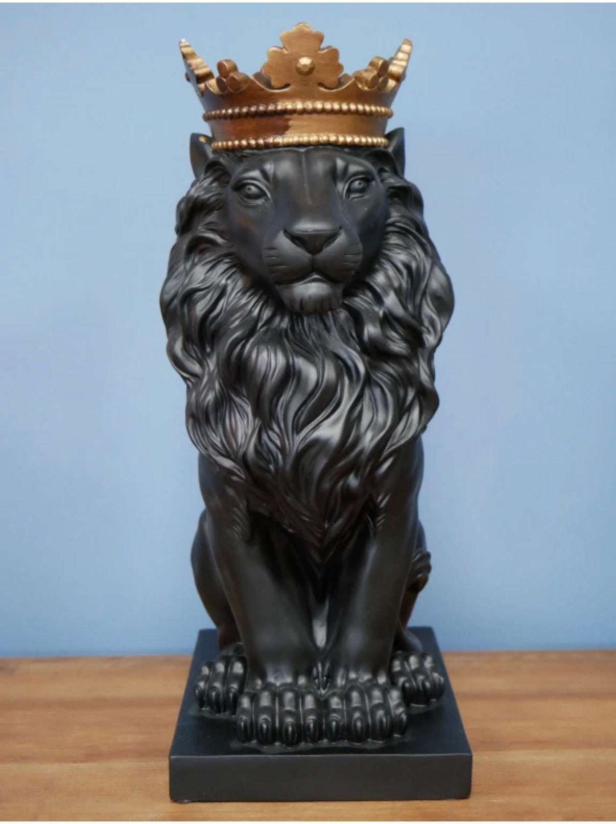 New Stunning Black Lion with Kings Crown, Black Lion Ornament with Crown
