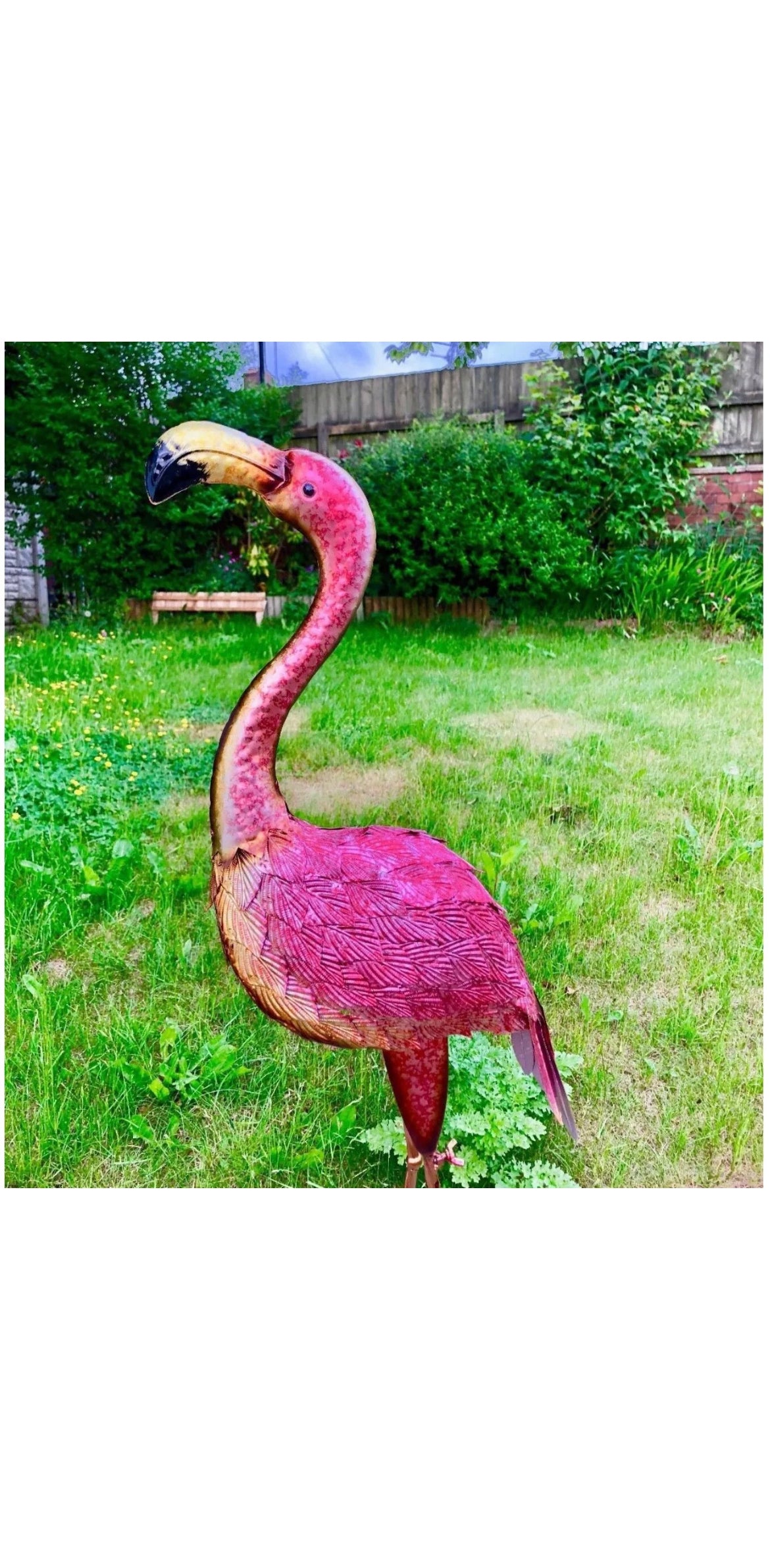 Large Metal HandMade Pink Flamingo Indoor/Outdoor