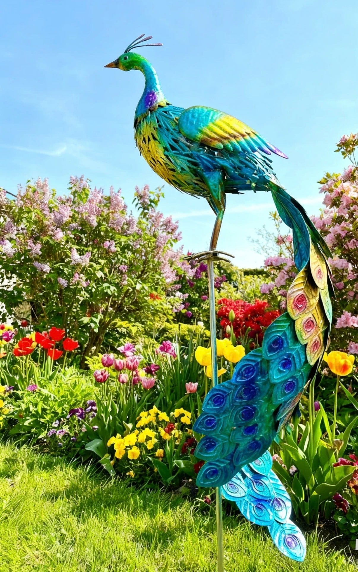 ExtraLarge Handmade Metal Craft Peacock Indoor/Outdoor Garden Ornament Sculpture