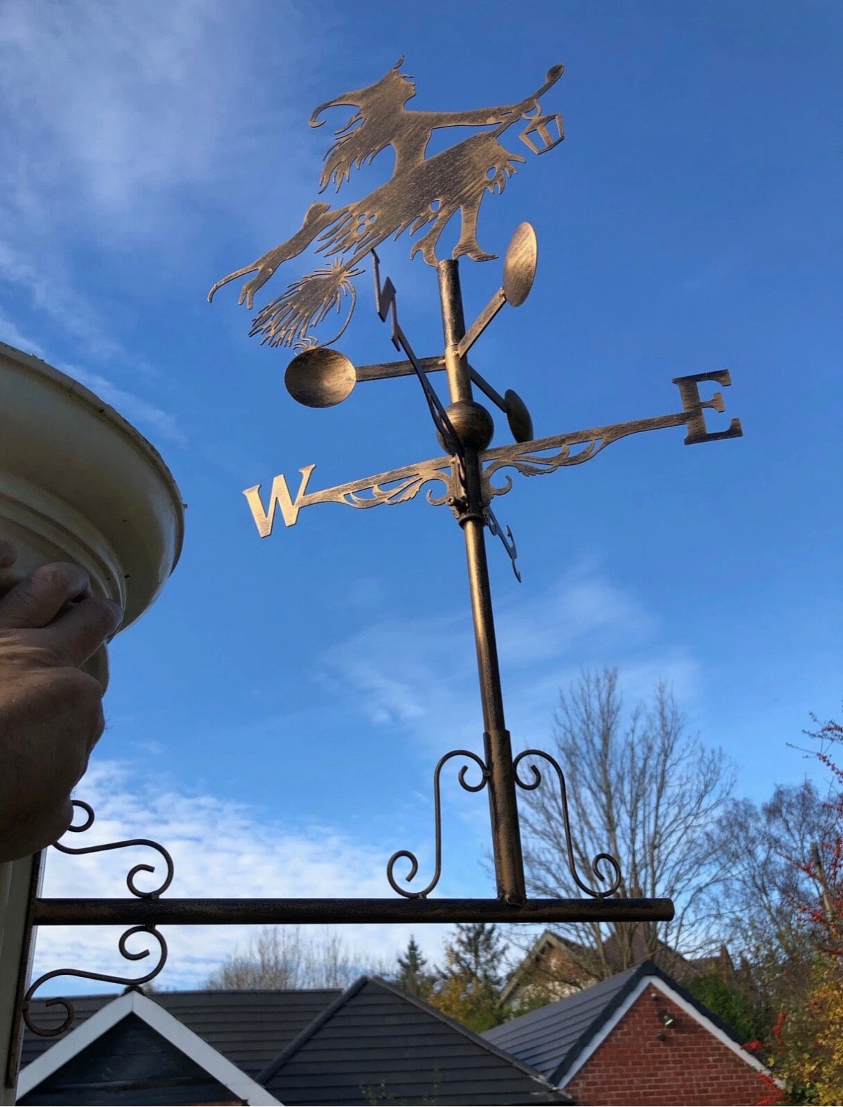 Smart Witch Brass floor stand and wall mounted weathervane