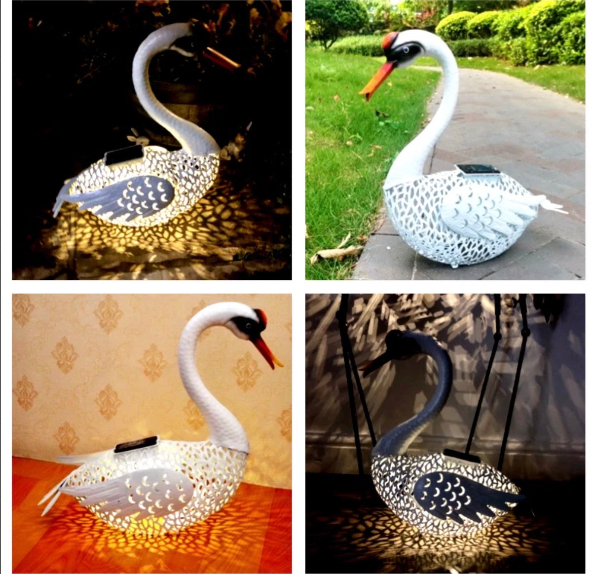 Solar Powered Swan Outdoor Waterproof Metal Garden