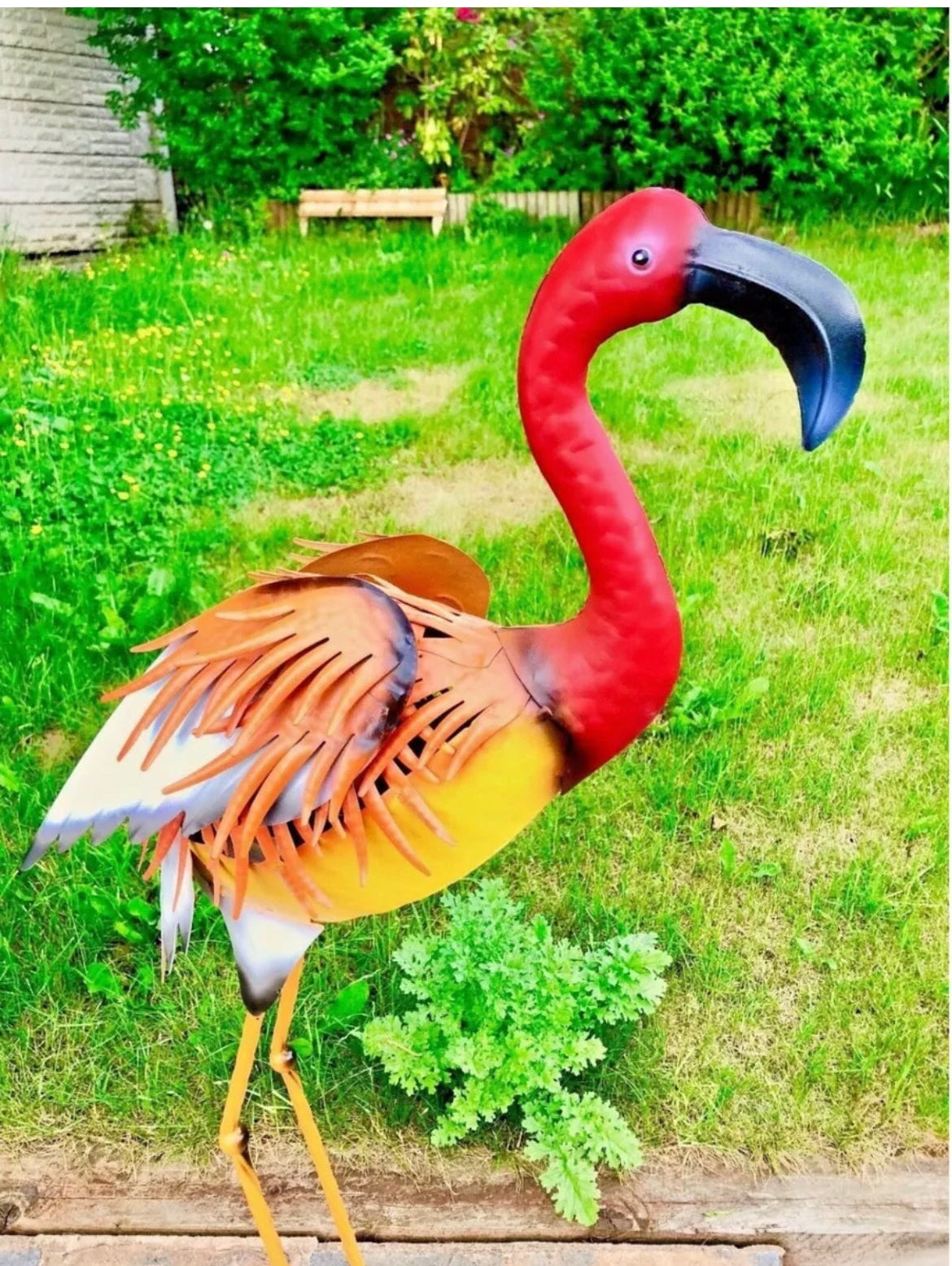 Large Metal HandMade Orange Flamingo Indoor/Outdoor