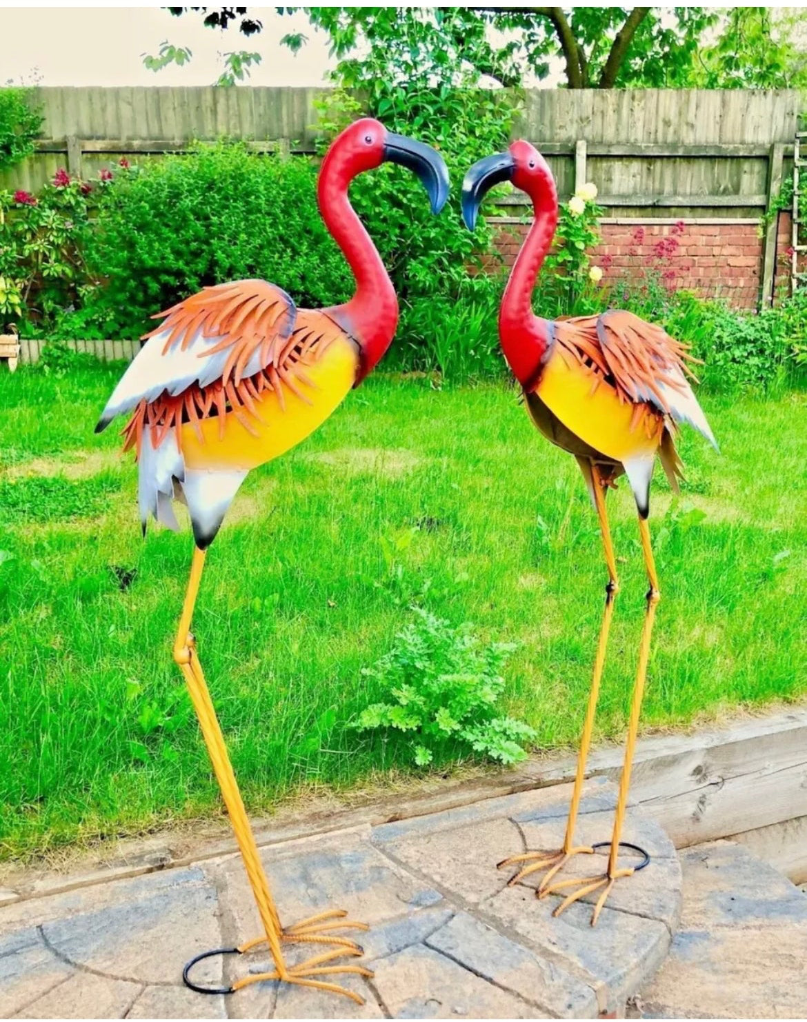 Large Metal HandMade Orange Flamingo Indoor/Outdoor