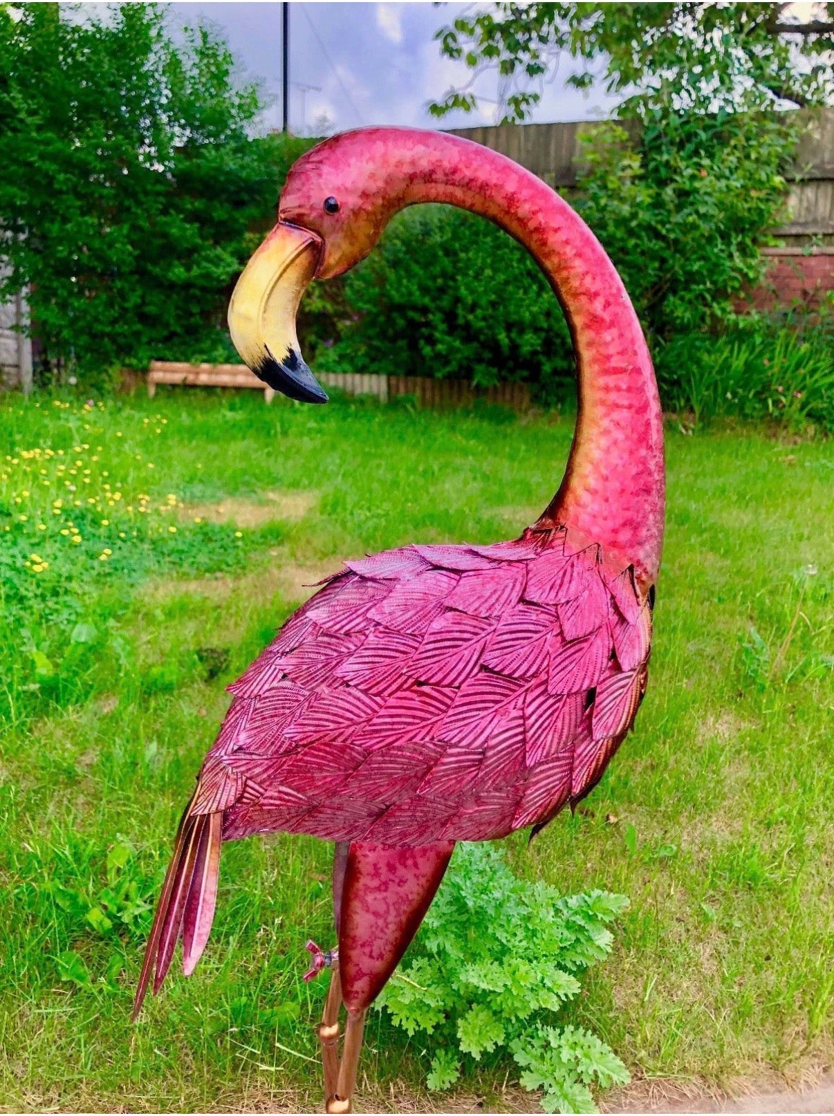 Large Metal HandMade Pink Flamingo Indoor/Outdoor