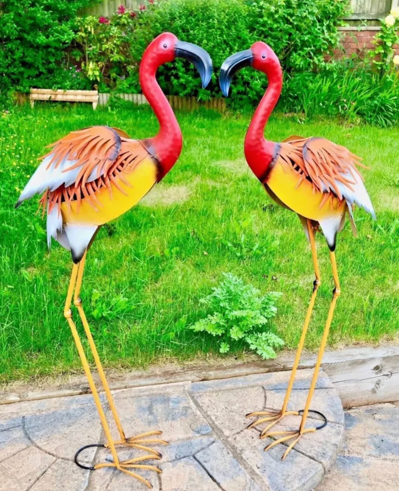 Large Metal HandMade Orange Flamingo Indoor/Outdoor