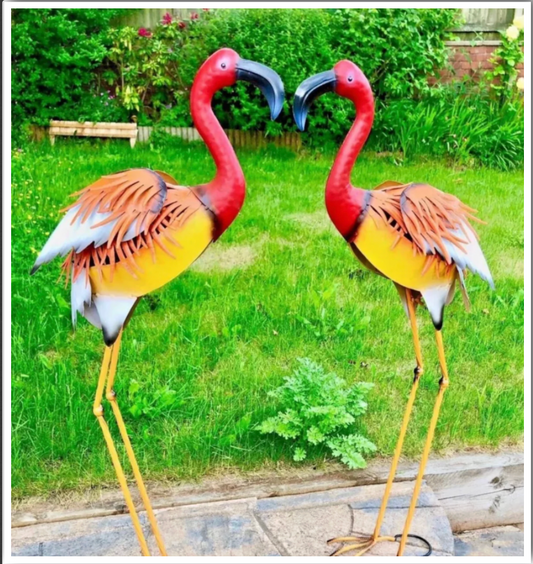 Large Metal HandMade Orange Flamingo Indoor/Outdoor