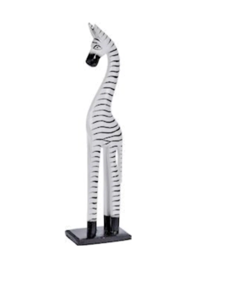Zebra Tall Handmade Carved Animal Wood Free Standing Painted Fair Trade 50cm