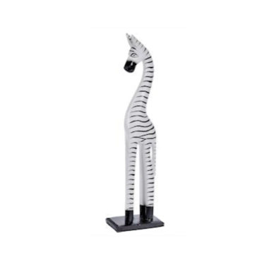 Zebra Tall Handmade Carved Animal Wood Free Standing Painted Fair Trade 50cm