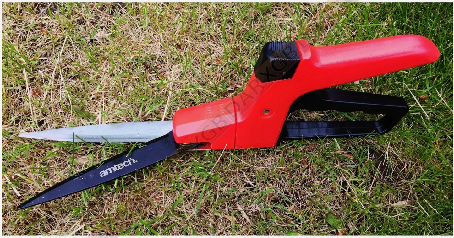 Am-Tech Deluxe 3-Way 180° Grass Shears Blade Two Tone Plastic Handle Garden