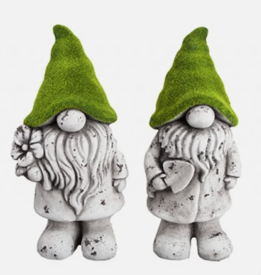 Large Flock and Antique Stone Effect Gnome Garden Ornament indoor outdoor