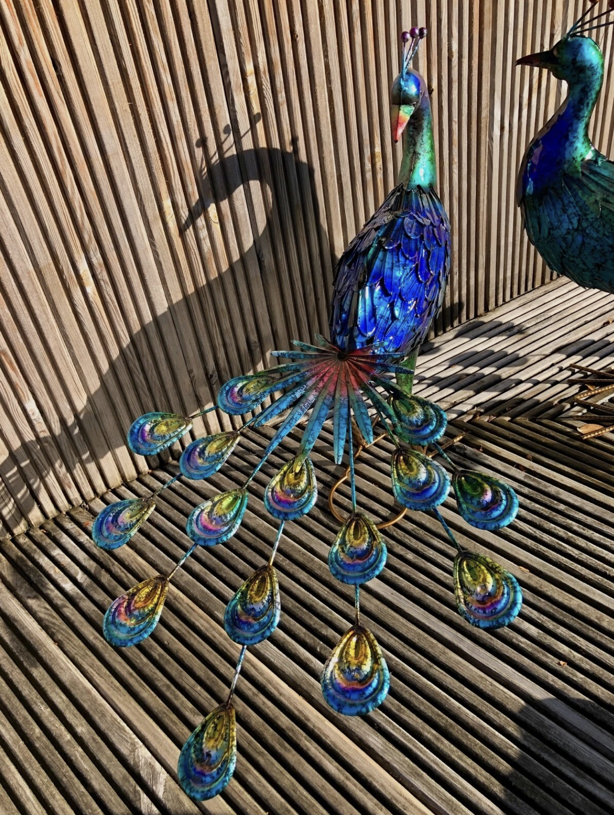 Large 64cm Exotic Bird Peacock Blue Decorative Garden Sculpture Statue Ornament