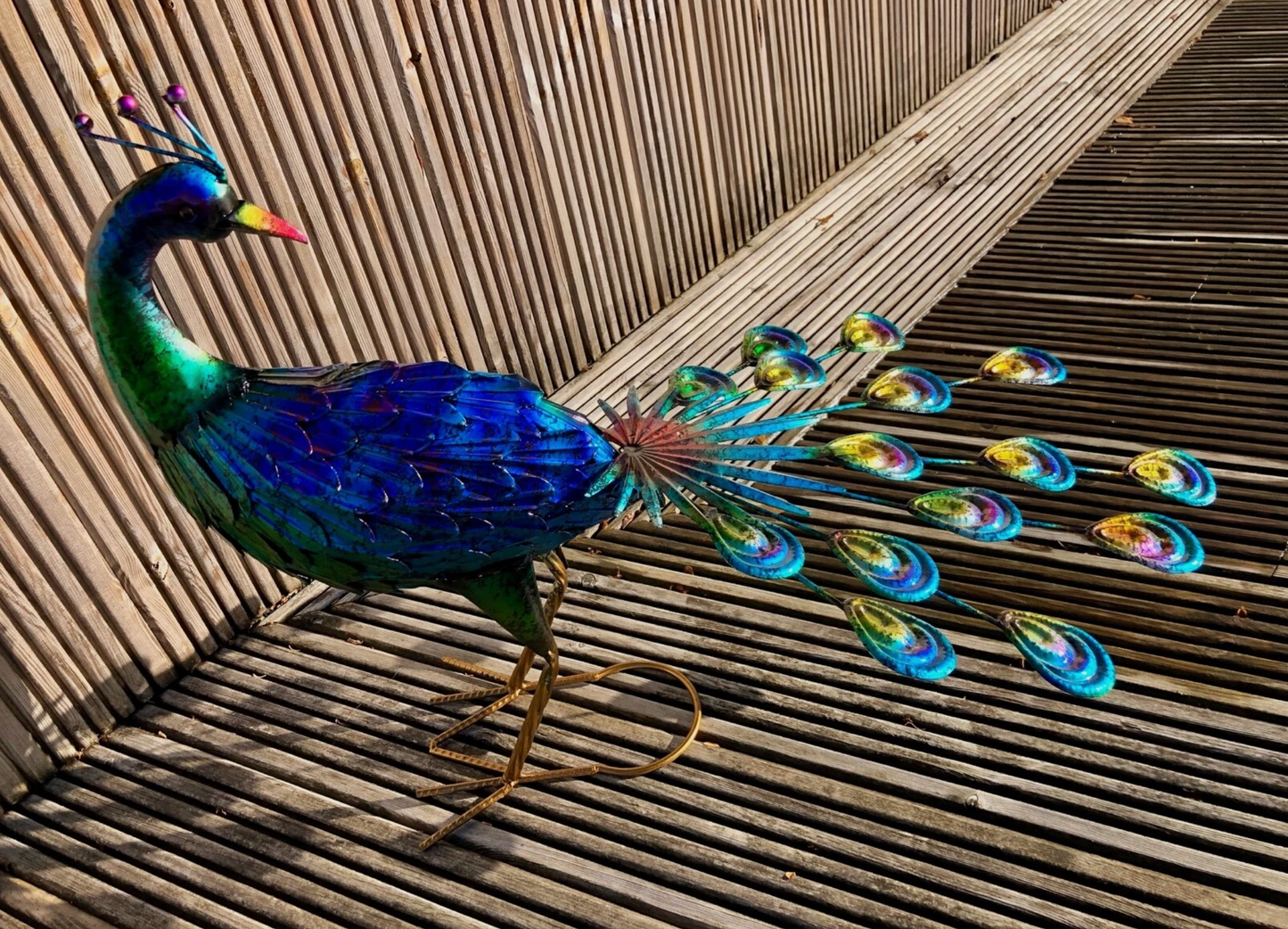 Large 64cm Exotic Bird Peacock Blue Decorative Garden Sculpture Statue Ornament