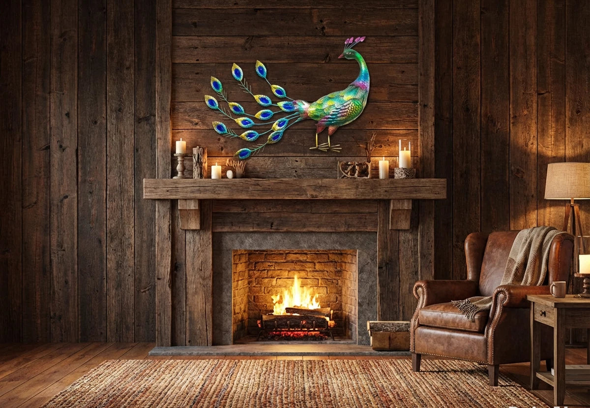 Large HandMade Metal Craft Peacock Indoor Outdoor Pond Garden Ornament Sculpture