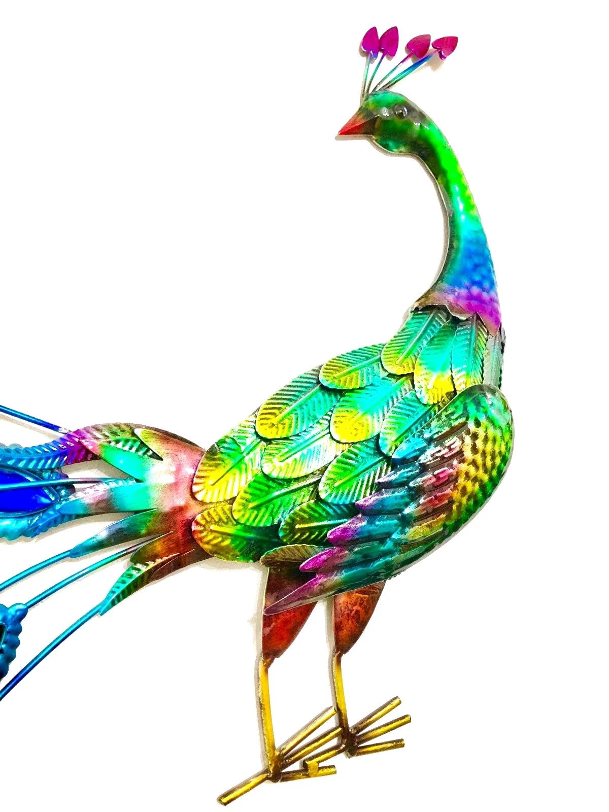 Large HandMade Metal Craft Peacock Indoor Outdoor Pond Garden Ornament Sculpture